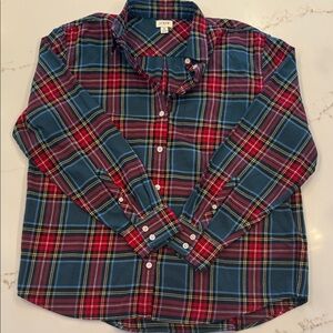 J. Crew Red and Blue Soft Cotton Plaid Button Down Shirt Size Medium